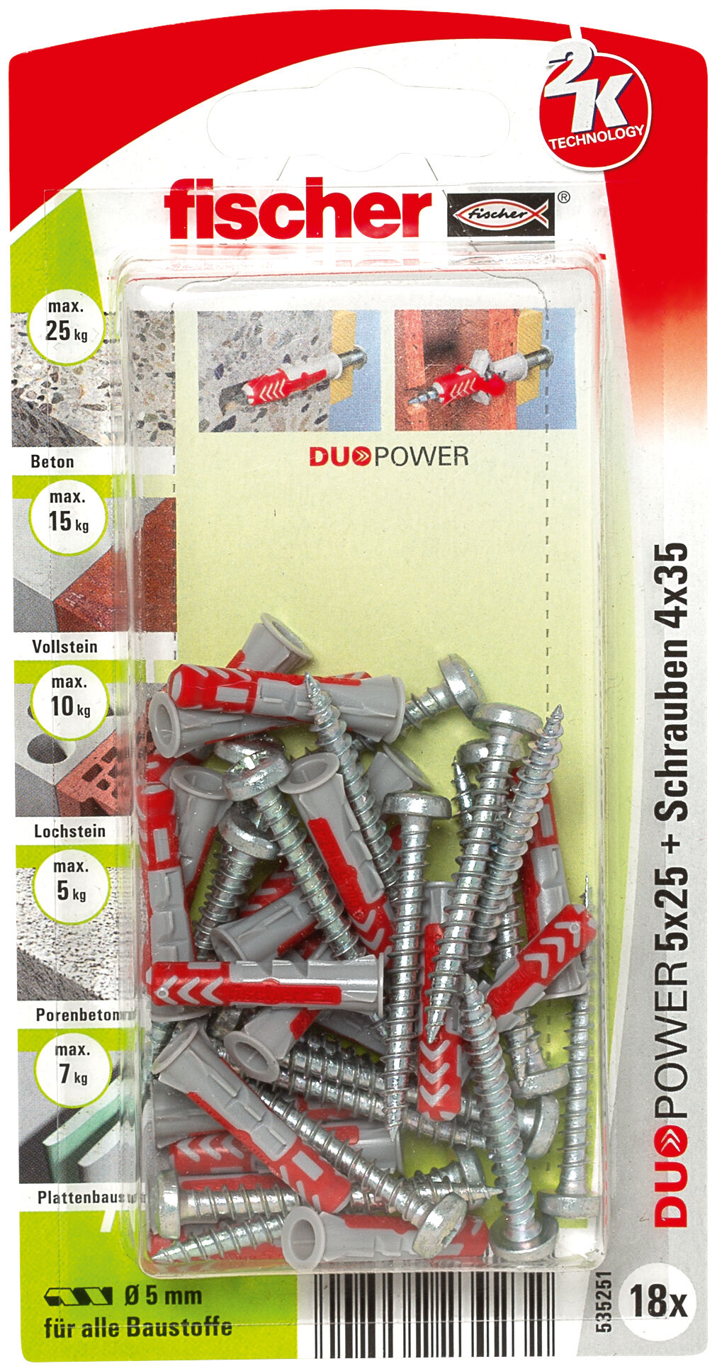 Verpackung: "fischer DuoPower 5 x 25 S PH"