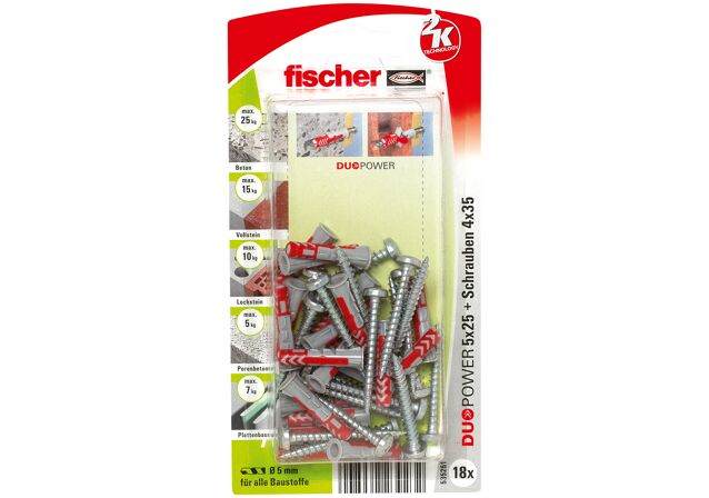 Packaging: "fischer DuoPower 5 x 25 S PH"