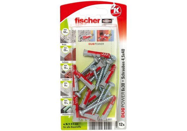 Verpackung: "fischer DuoPower 6 x 30 S PH"