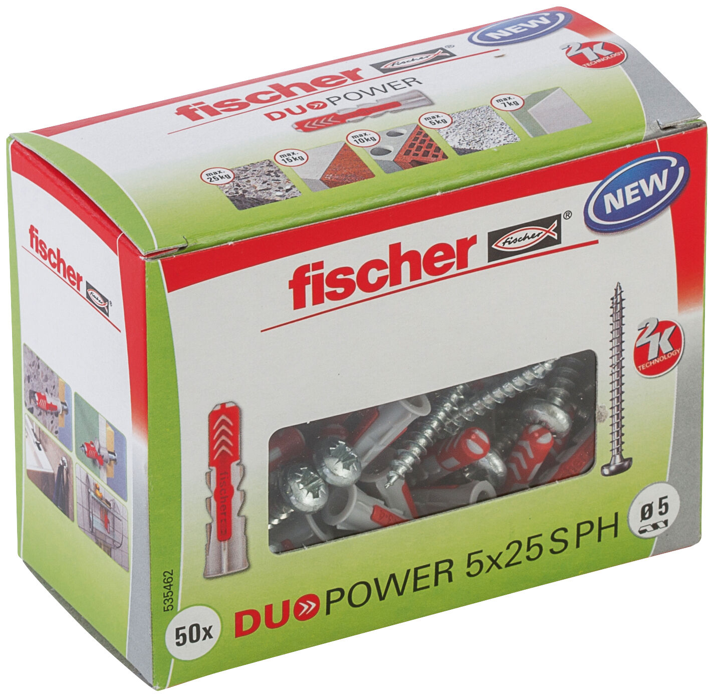 Packaging: "fischer DuoPower 5 x 25 PH Pan head"