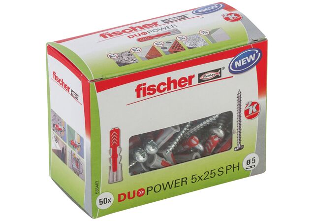 Packaging: "fischer DuoPower 5 x 25 PH Pan head"