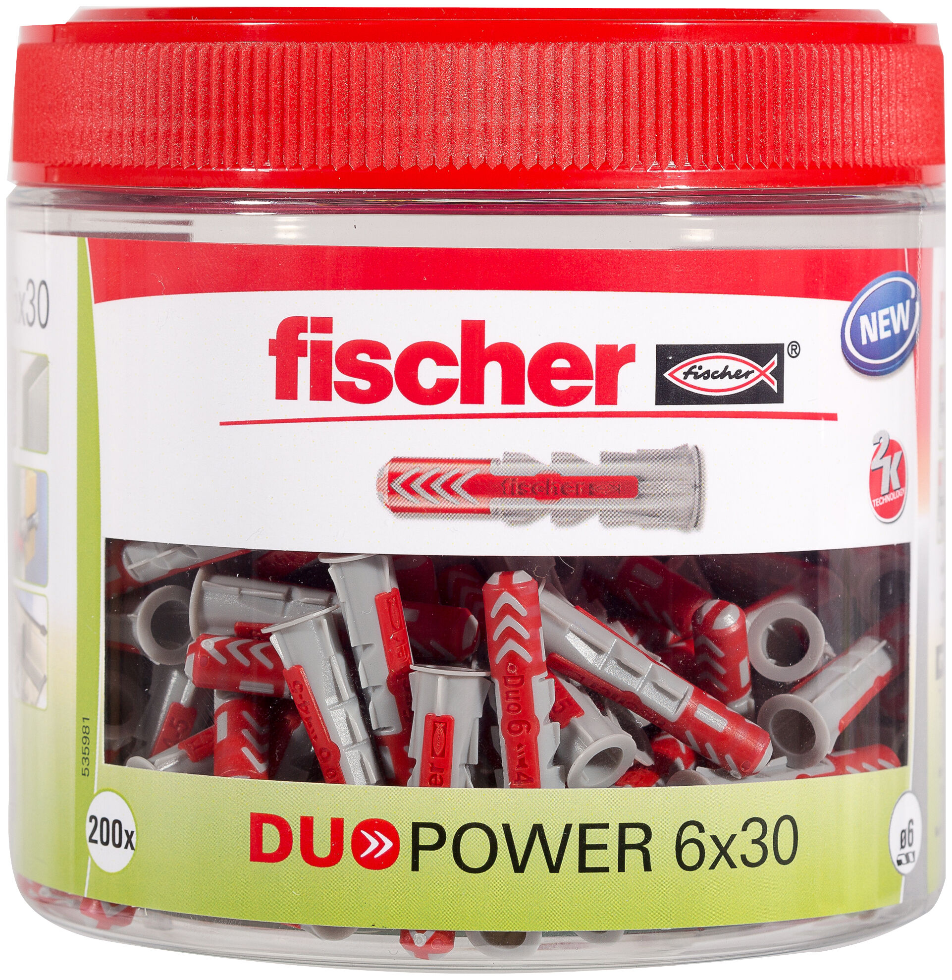 Packaging: "fischer DuoPower 6 x 30 round tin"