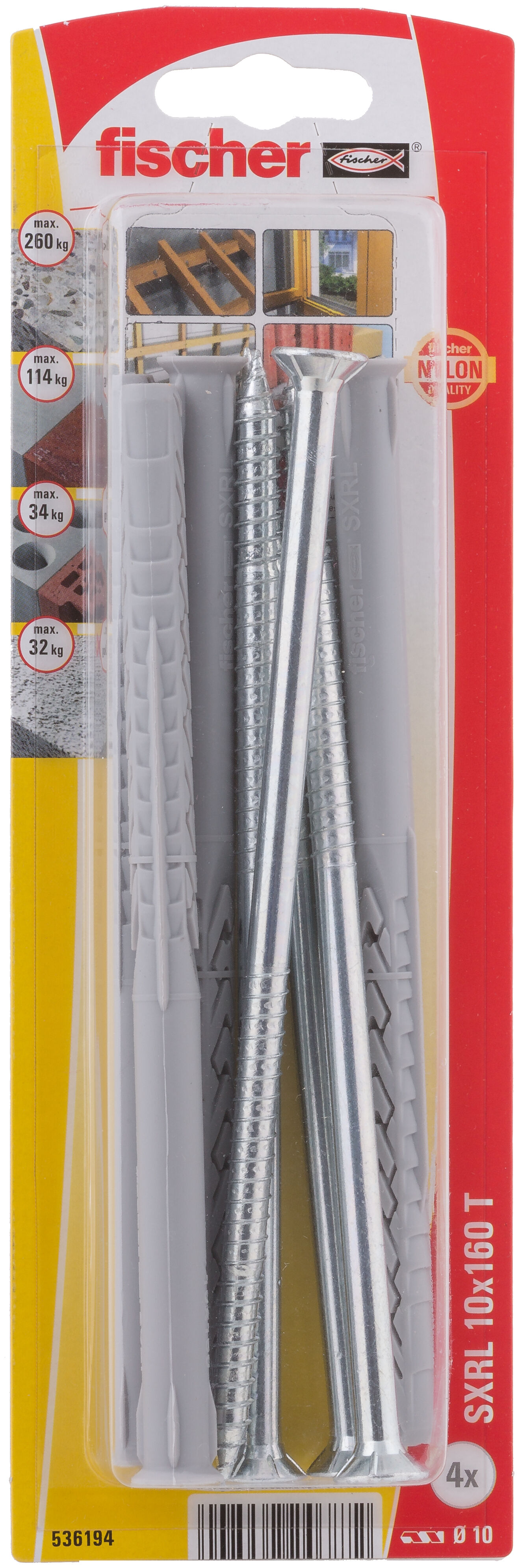 Packaging: "fischer Pitkäkarainen tulppa SXRL 10 x 160 T zinc-plated steel"