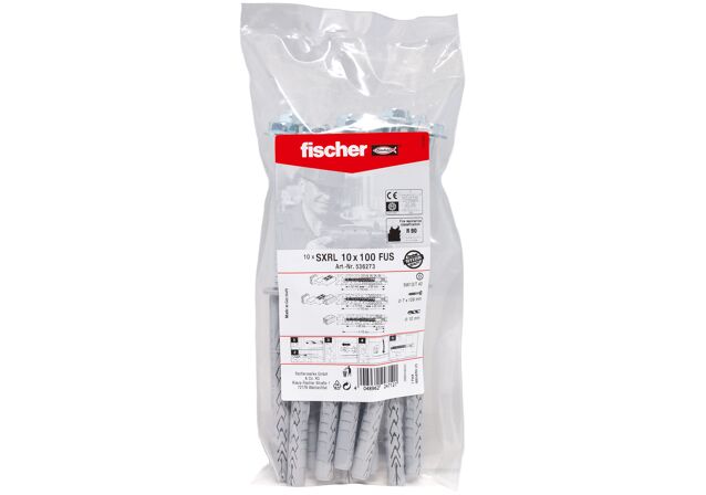 Packaging: "fischer Constructieplug SXRL 10 x 100 FUS zeskant kop"