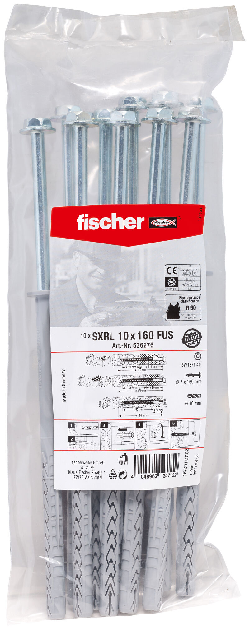 Packaging: "fischer Frame fixing SXRL 10 x 160 FUS zinc-plated steel"