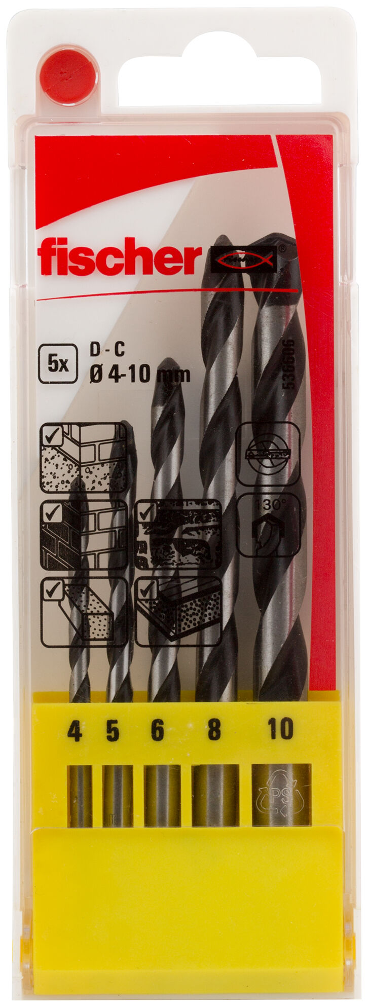 Packaging: "fischer Concrete drill bit D-C Set 4-10 mm (5 pcs)"