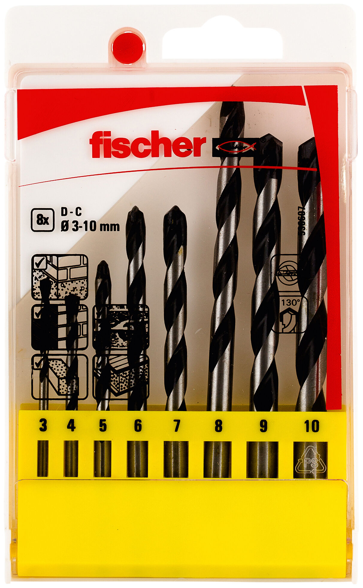 Packaging: "fischer Concrete drill bit D-C Set 3-10 mm (8 pcs)"