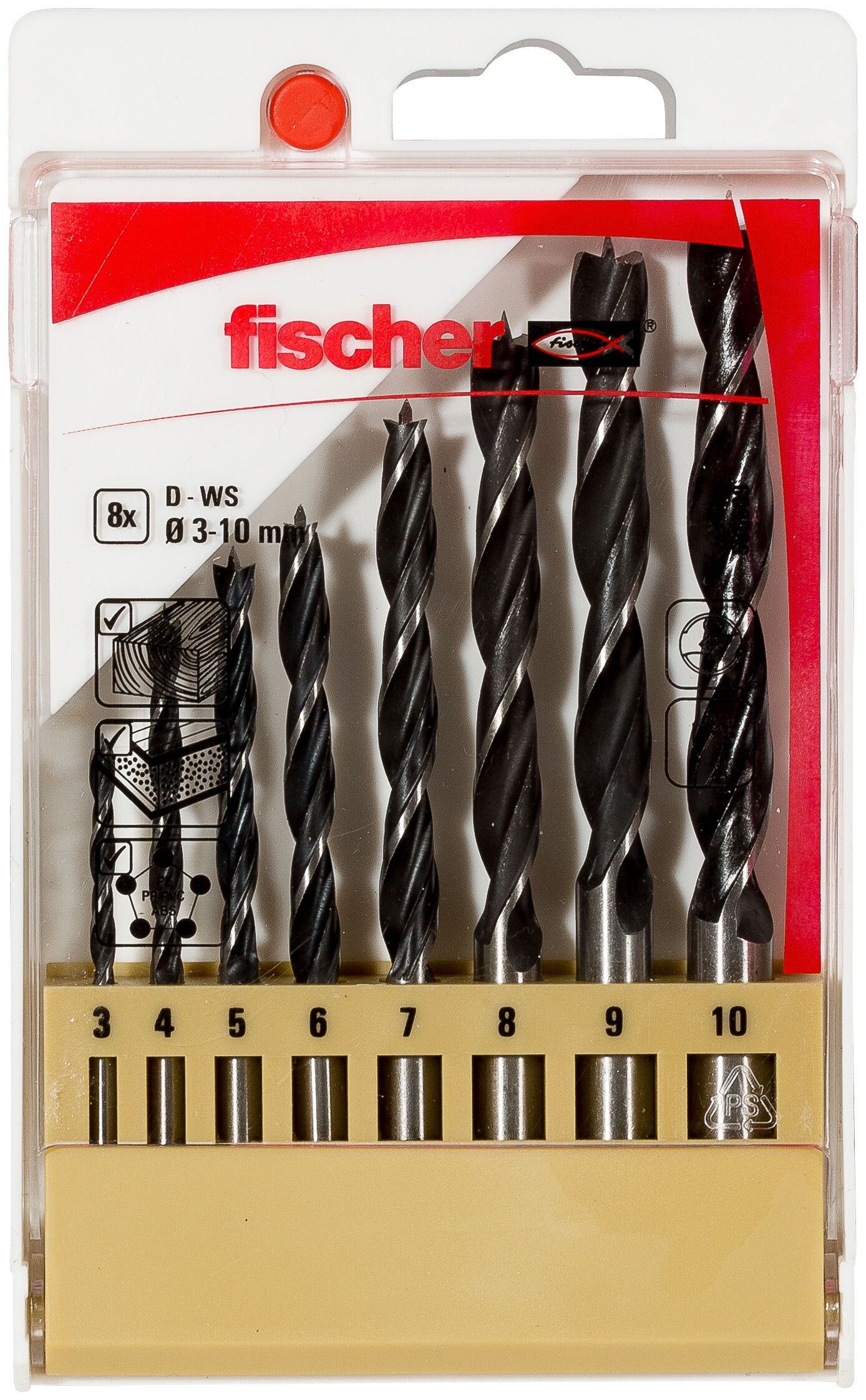 Product Picture: "fischer Wood drill bit D-WS Set 3-10 mm"