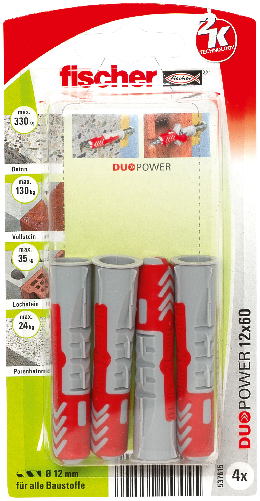 Verpackung: "fischer DuoPower 12 x 60"