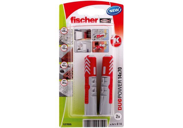 Συσκευασία: "fischer DuoPower 14x70 Νάιλον βύσμα σε blister"