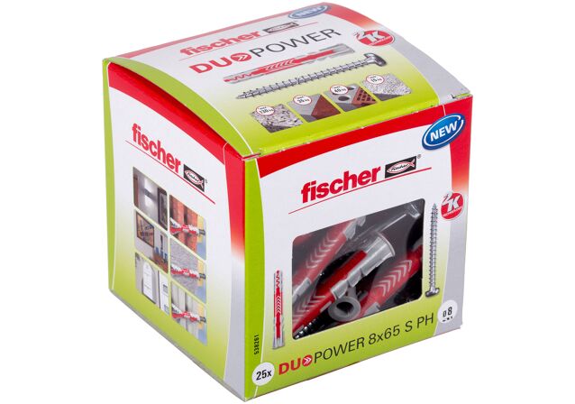 Packaging: "fischer DuoPower 8x65 met bolkopschroef"