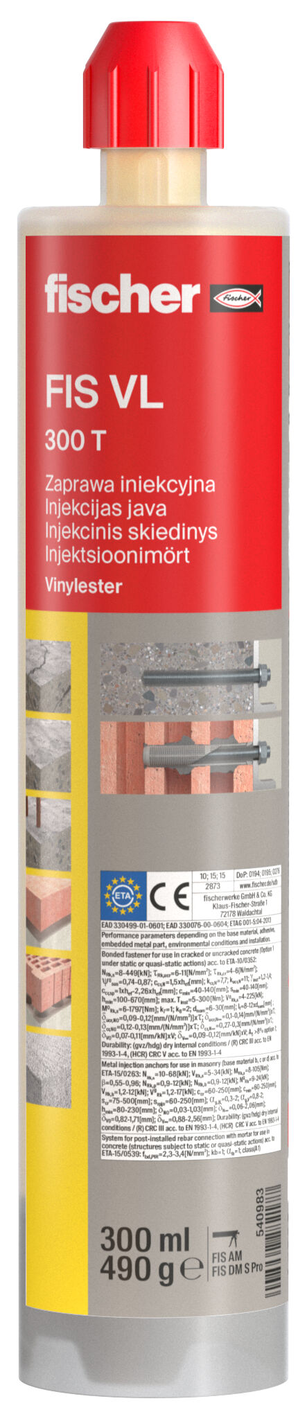 Product Picture: "fischer injection mortar FIS VL 300 T"