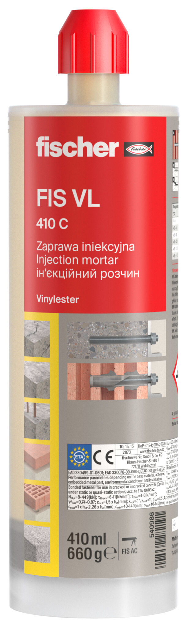 Product Picture: "fischer injection mortar FIS VL 410 C"