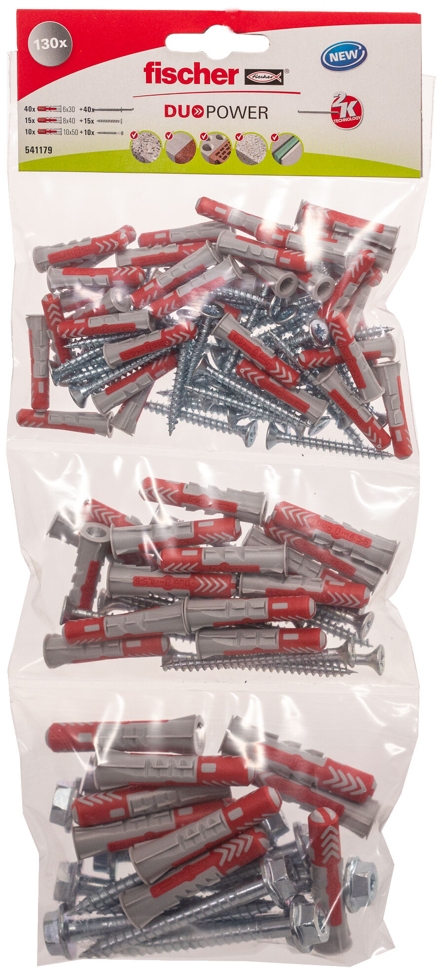 Packaging: "fischer DuoPower 6,8,10 S B"