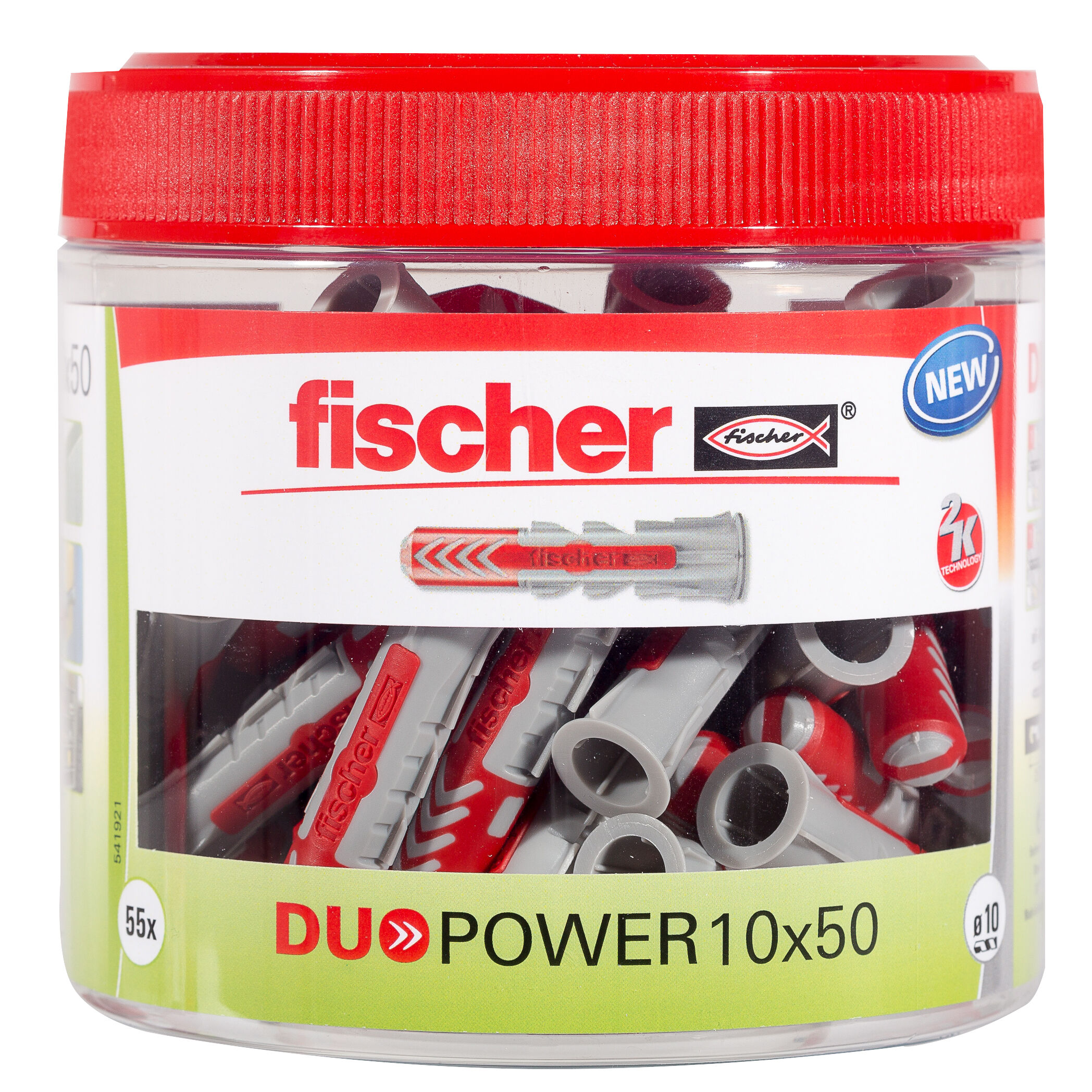 Verpackung: "fischer DuoPower 10 x 50 Runddose"