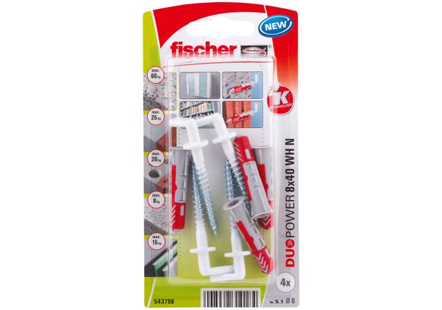 Packaging: "fischer DuoPower 8x40 met nylon winkelhaak"