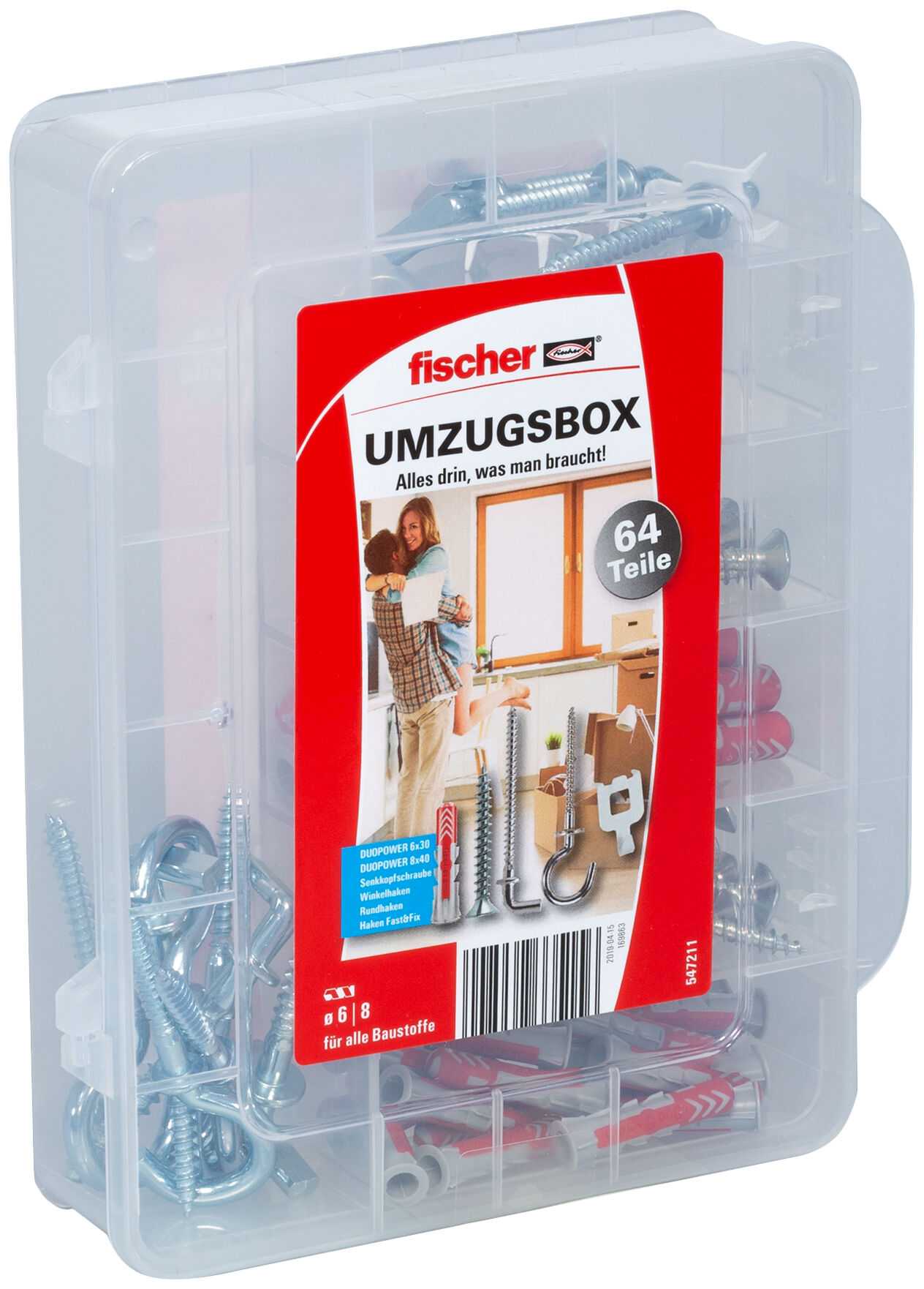 Produktbild: "fischer Umzugsbox DuoPower 6, 8 (64 Teile)"