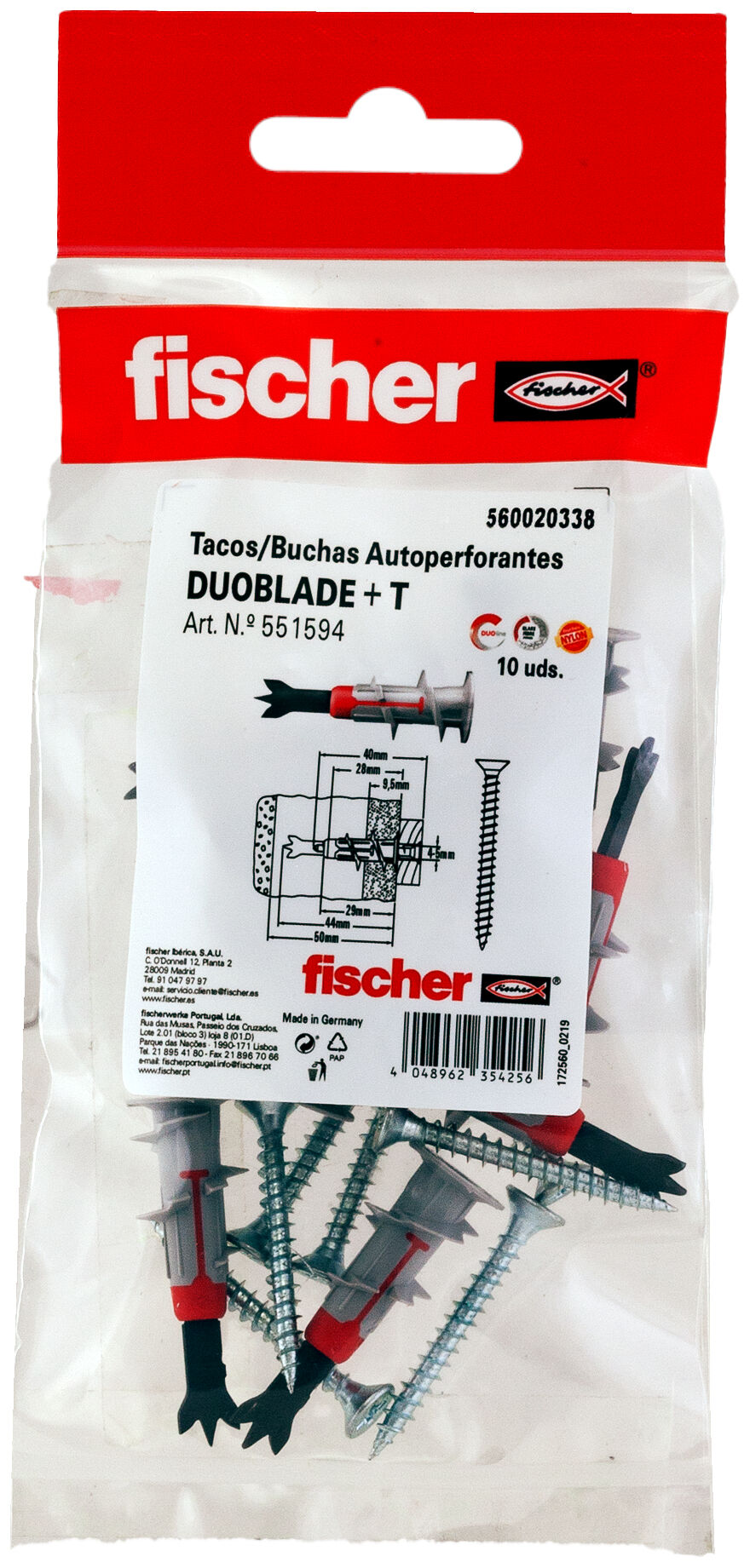 Packaging: "Bolsa DuoBlade S con tornillos - 10uds."