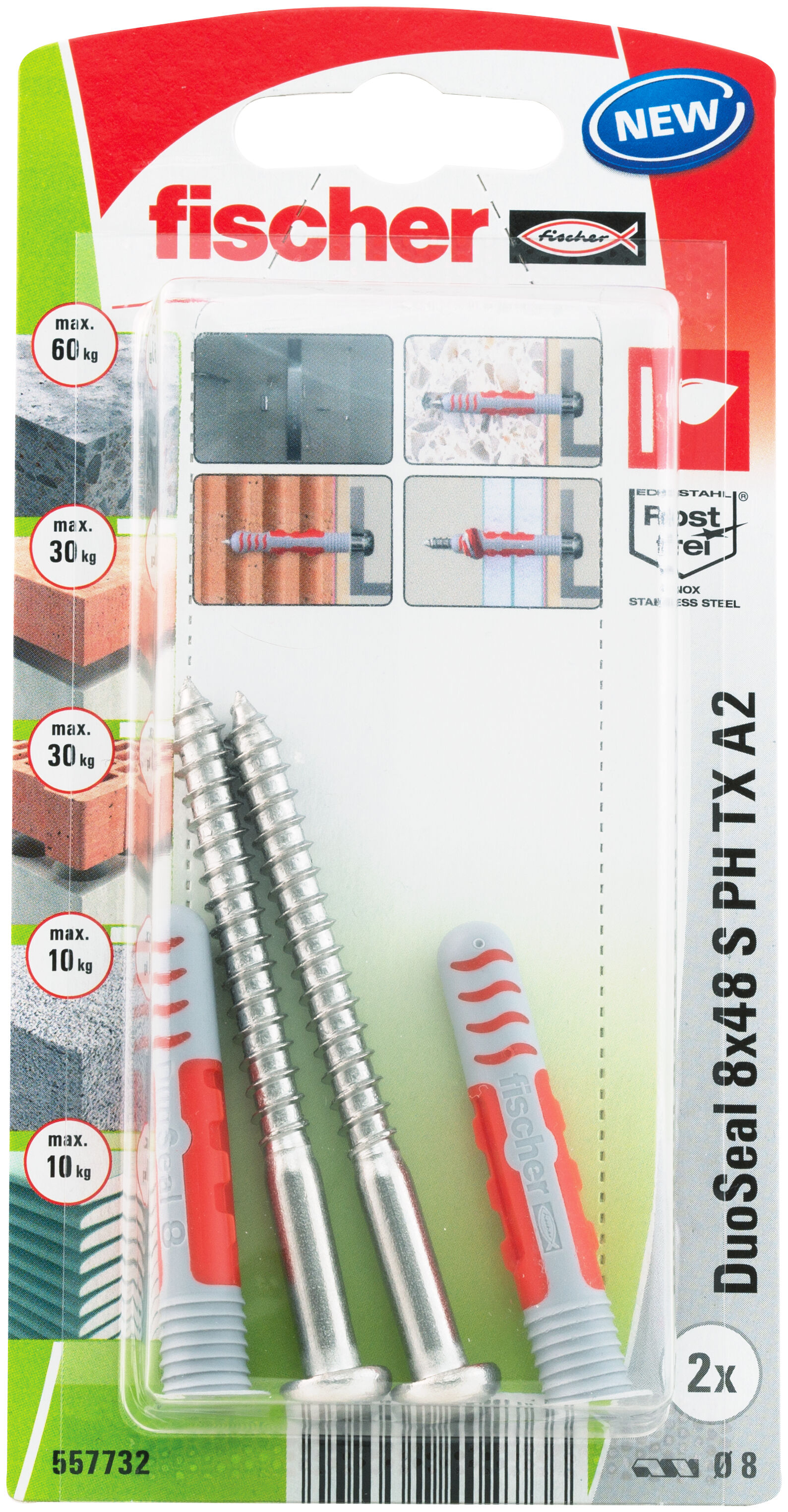 Verpackung: "fischer DuoSeal 8 x 48 S PH TX A2"