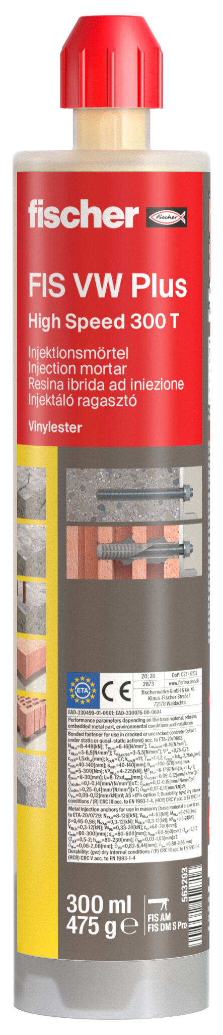 Produktbild: "fischer Hochleistungsmörtel FIS VW 300 T"