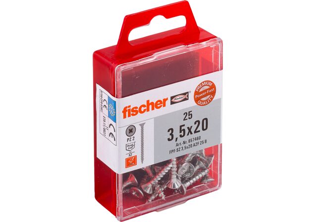 Product Picture: "fischer PowerFast 3.5 x 20 countersunk head A2 cross drive PZ box"