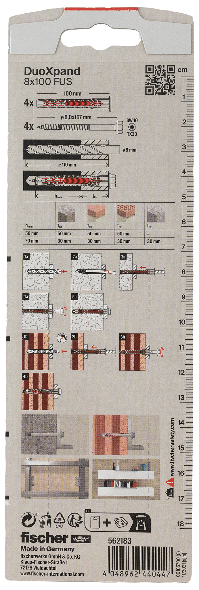 Packaging: "fischer Frame fixing DuoXpand 8 x 100 FUS zinc-plated steel"