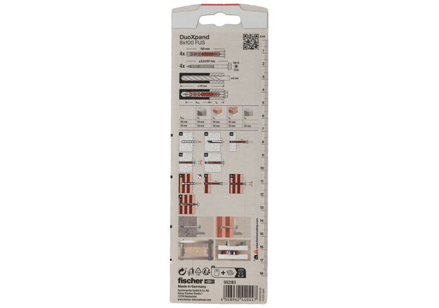 Packaging: "Фасадный дюбель DuoXpand 8x100 FUS K с гальванически оцинкованным шурупом с шестигранной головкой"