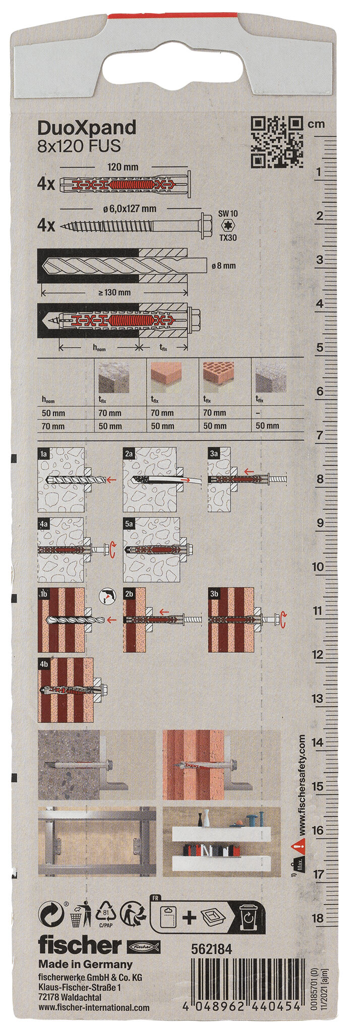 Packaging: "fischer Frame fixing DuoXpand 8 x 120 FUS zinc-plated steel"