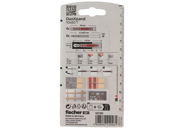 Emballasje: "fischer Fasadeplugg DuoXpand 10 x 80 T BK elforsinket (NOBB 60016918)"