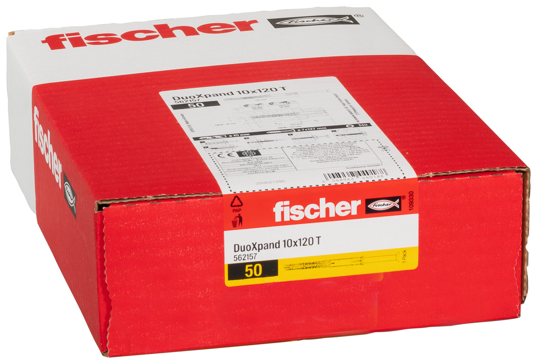 Packaging: "fischer Kehyksenkiinnitin DuoXpand 10 x 120 T sinkitty teräs"