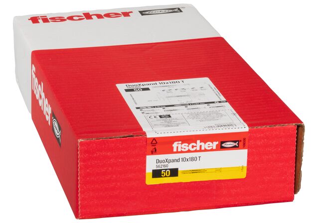 Emballasje: "fischer Fasadeplugg DuoXpand 10 x 180 T elforsinket (NOBB 60016890)"