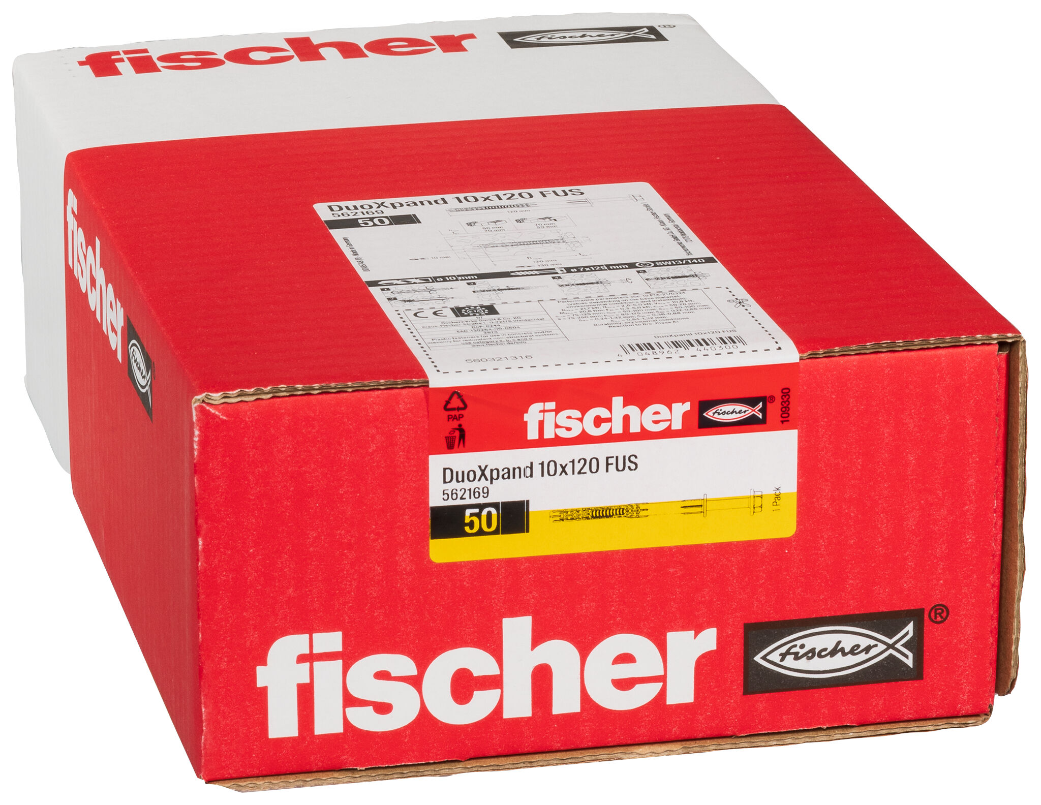 Packaging: "fischer Frame fixing DuoXpand 10 x 120 FUS zinc-plated steel"
