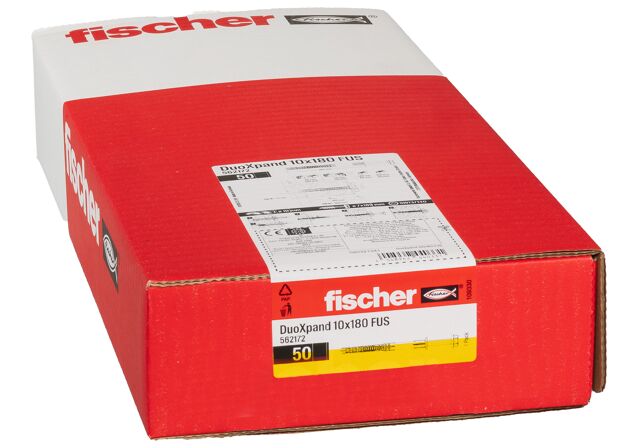 Packaging: "fischer constructieplug DuoXpand 10 x 180 FUS zeskant kop"