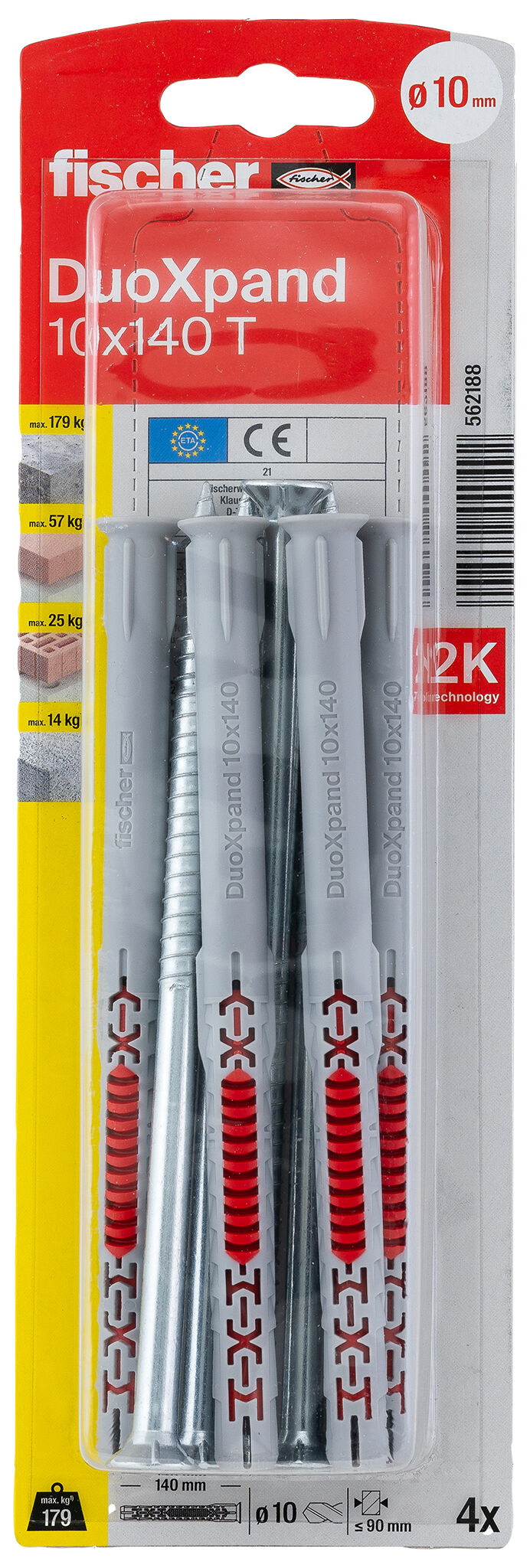 Packaging: "fischer Çerçeve sabitleme DuoXpand DuoXpand 10 x 140 T K"