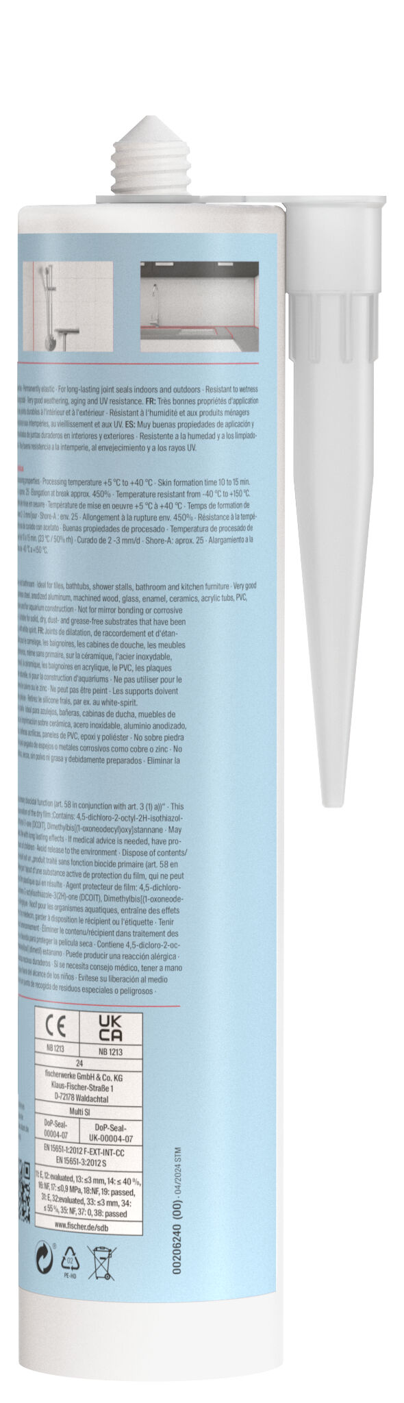 Packaging: "fischer universal silicone Multi SI black 280 ml"