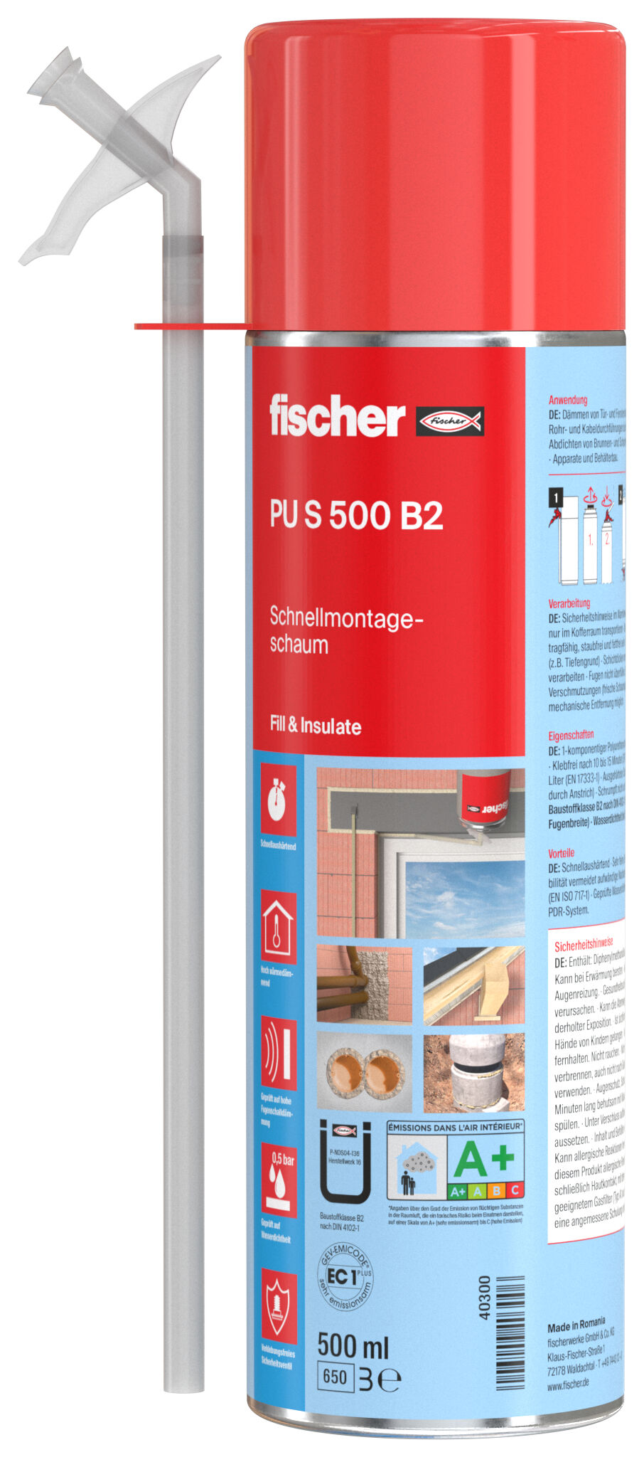 Produktbild: "fischer Schnellmontageschaum PU S 1/500 B2"