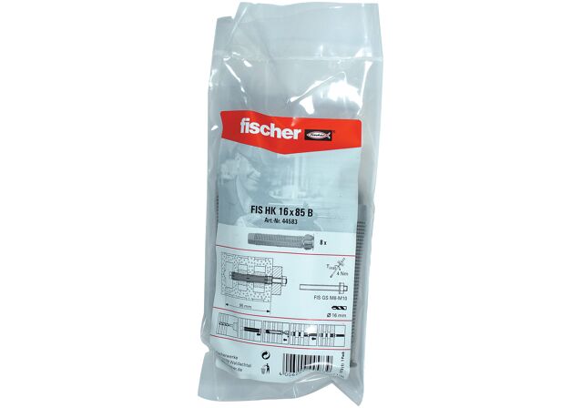 Packaging: "fischer Injection anchor sleeve FIS H 16 x 85 K plastic bag"