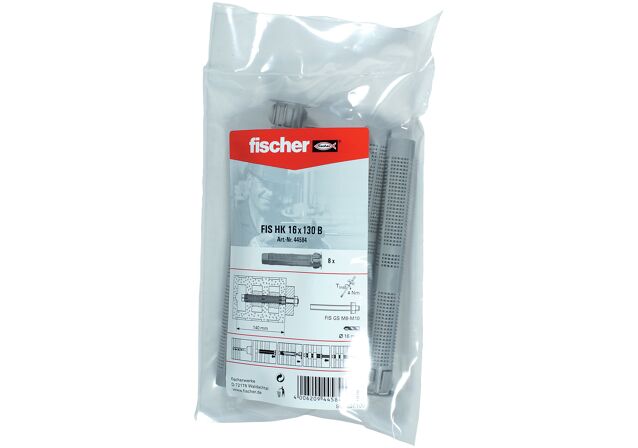 Verpackung: "fischer Injektions-Ankerhülse FIS H 16 x 130 K Kunststoff Polybeutel"