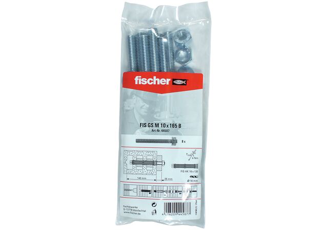 Συσκευασία: "fischer FIS GS M10x165 B Κοχλίας χημικού αγκυρίου σε σακουλάκι"