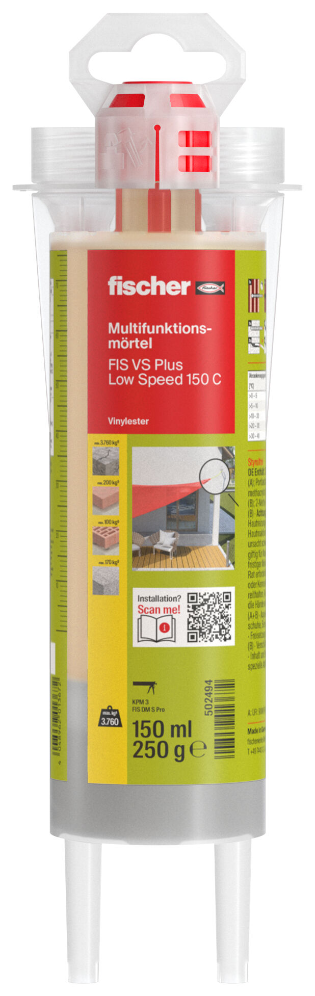 Produktbild: "fischer Multifunktionsmörtel FIS VS Plus Low Speed 150 C"