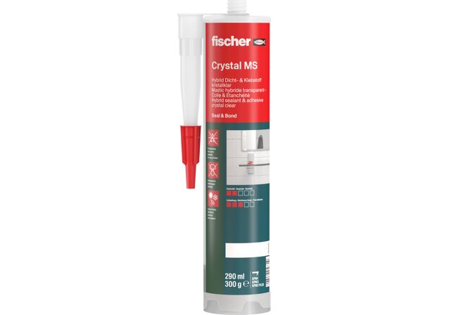 Produktbild: "fischer Bauklebstoff Crystal MS transparent 290 ml"