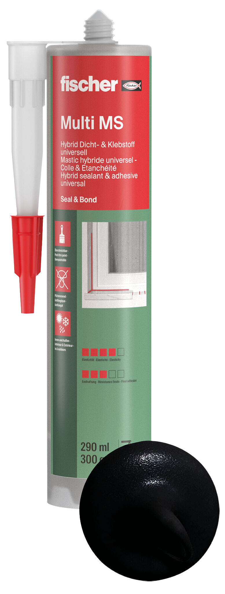 Product Picture: "fischer sealant and adhesive Multi MS black 290 ml"