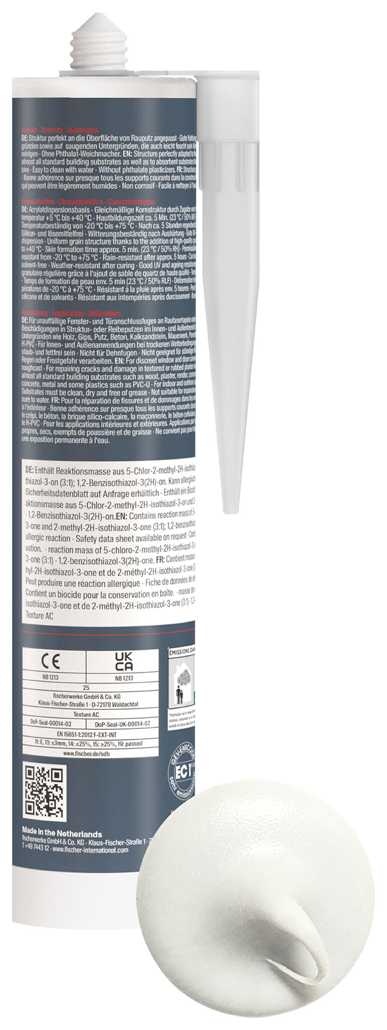 Produktbild: "fischer Premium Strukturacryl Texture AC (DSA) weiß 310 ml"