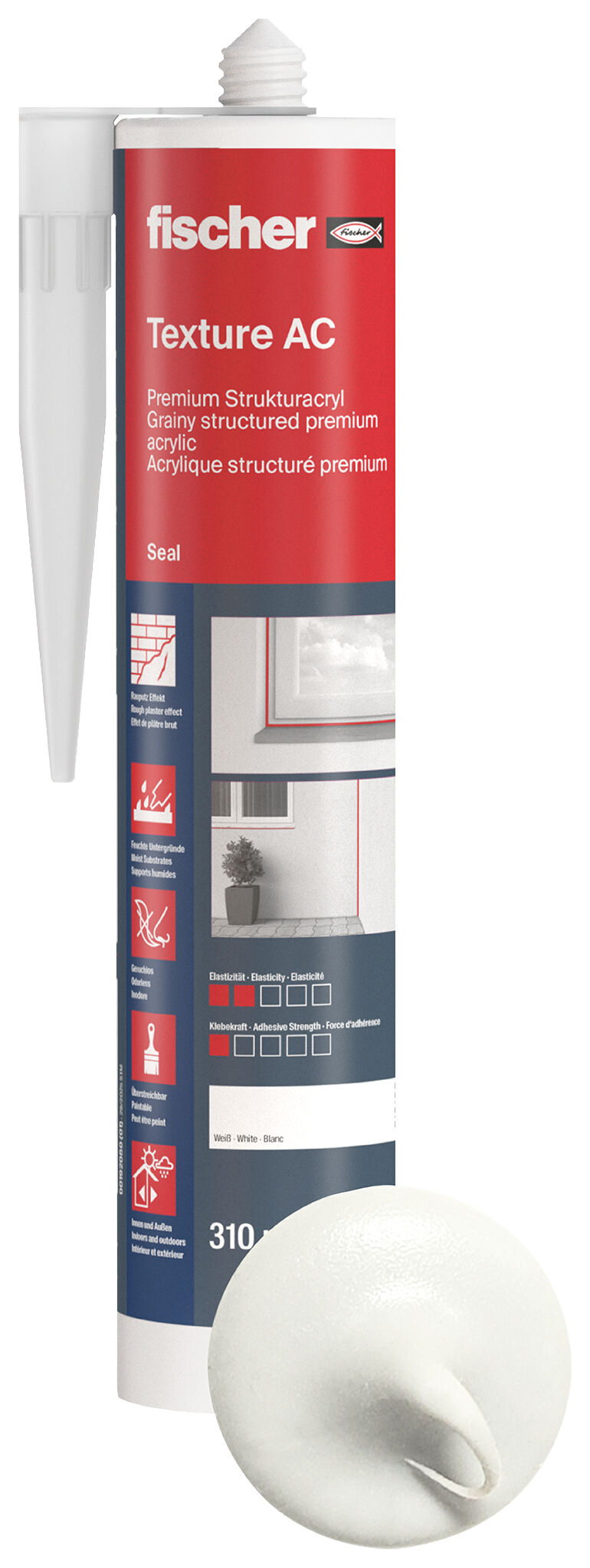 Produktbild: "fischer Premium Strukturacryl Texture AC (DSA) weiß 310 ml"