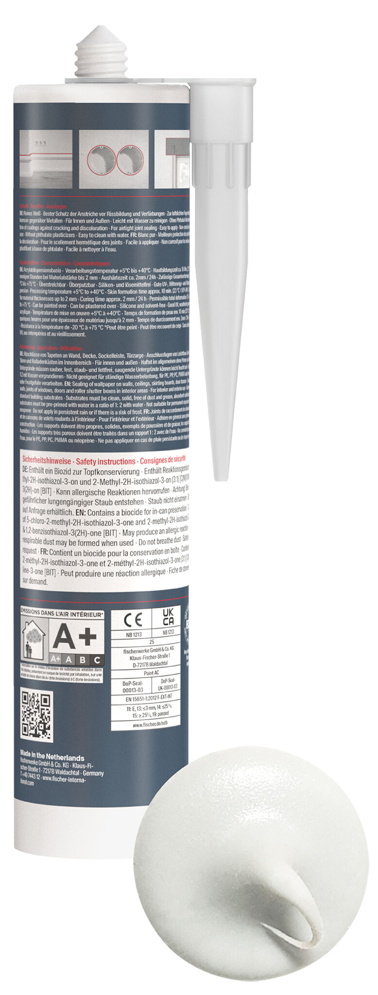 Product Picture: "fischer Premium Painter acrylic sealant Paint AC (DMA) white 310 ml"