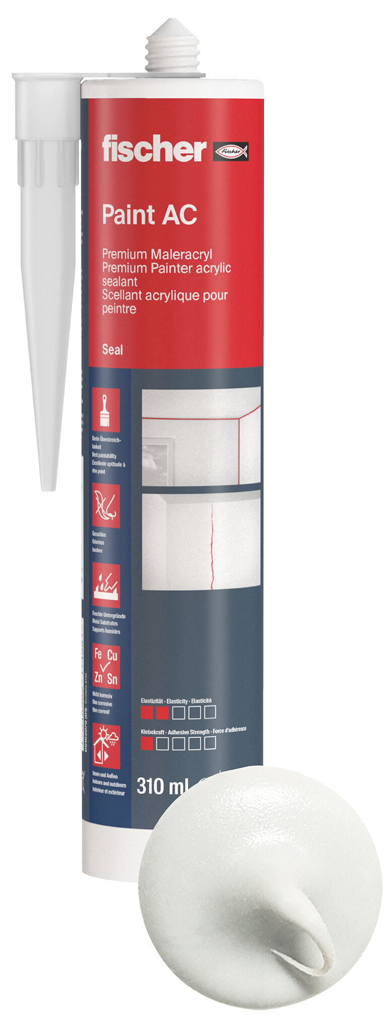Product Picture: "fischer Premium Painter acrylic sealant Paint AC (DMA) white 310 ml"