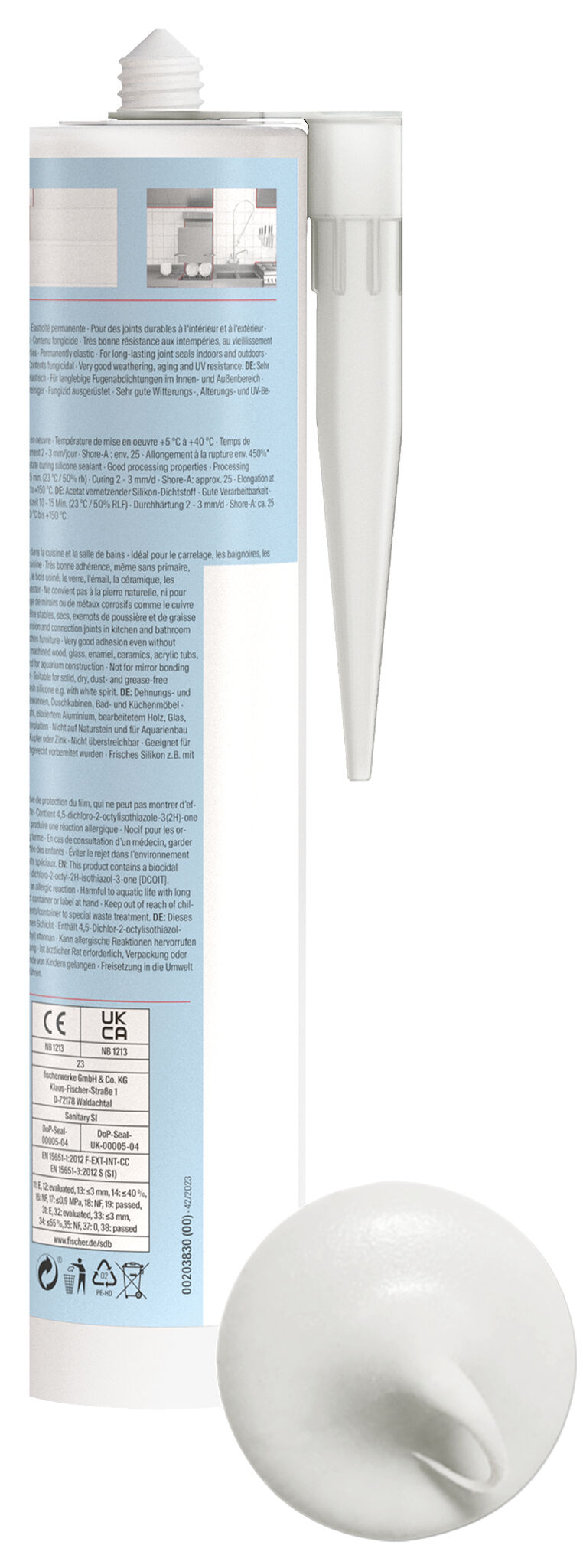 Product Picture: "fischer sanitary silicone Sanitary Pro SI (DSSA) joint grey 310 ml"