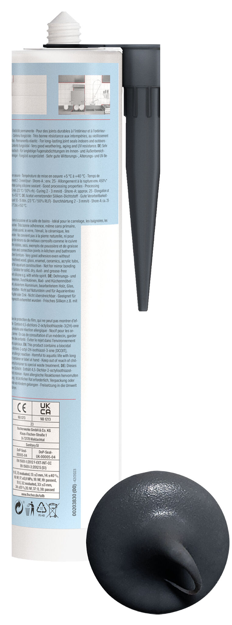 Product Picture: "fischer sanitary silicone Sanitary Pro SI (DSSA) anthracite 310 ml"