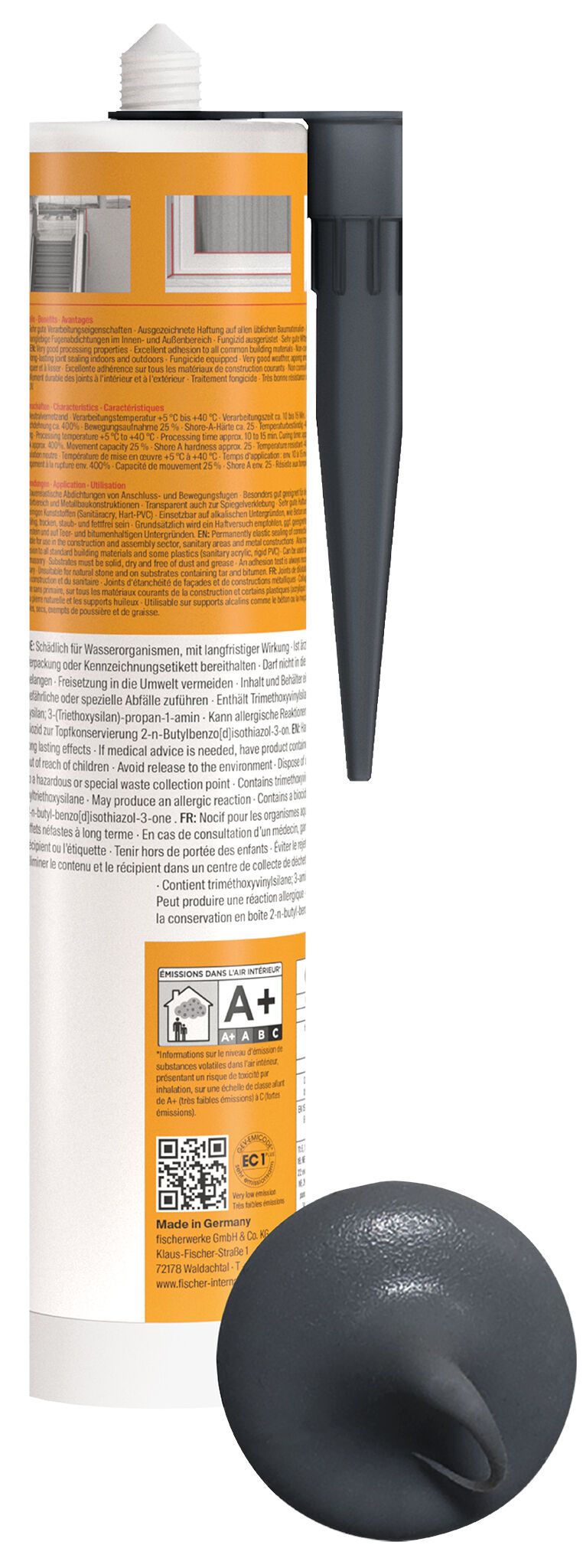 Product Picture: "fischer construction silicone Construction Pro SI (DBSA) slate grey 310 ml"