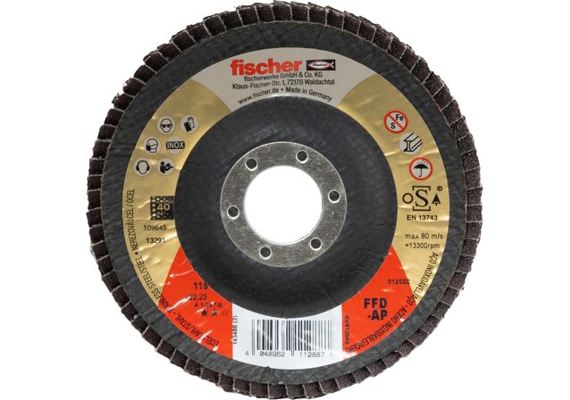Εικόνα προϊόντος: "fischer FFD-AP 115 K40 Φτερωτός δίσκος λείανσης inox"